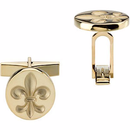 84126:6002:P 10kt Yellow Fleur De Lis Cuff Links