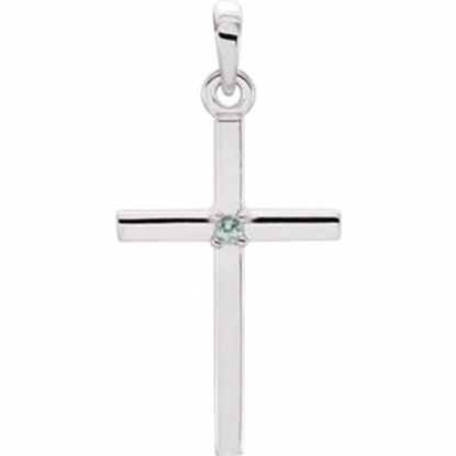 R42326:6047:P Platinum Blue Zircon Cross 22.65x11.4mm Pendant