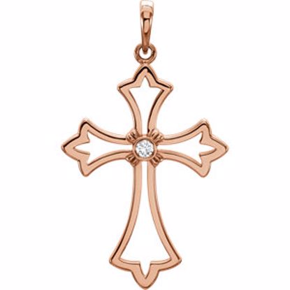 R42332:6003:P 14kt Rose .03CTW Diamond Cross Pendant