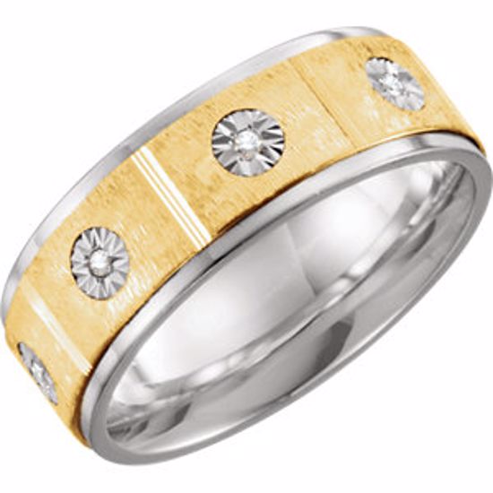 651736:113:P Sterling Silver & 10kt Yellow 8mm 1/10 CTW Diamond Band Size 13