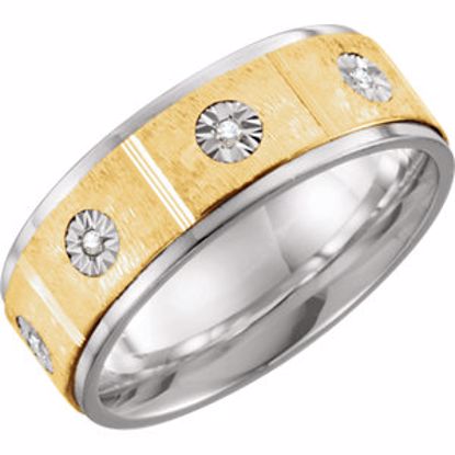 651736:110:P Sterling Silver & 10kt Yellow 8mm 1/10 CTW Diamond Band Size 10