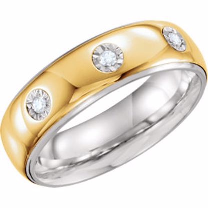 651737:1105:P Sterling Silver & 10kt Yellow 7mm 1/10 CTW Diamond Band Size 10.5