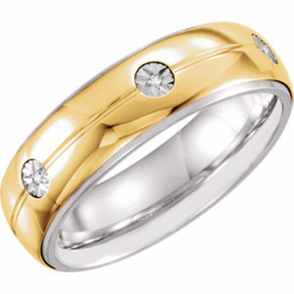 651732:1125:P Sterling Silver & 10kt Yellow 7mm .03 CTW Diamond Band Size 12.5