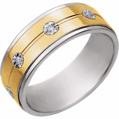 651730:111:P Sterling Silver & 10kt Yellow 8mm 1/10 CTW Diamond Band Size 11