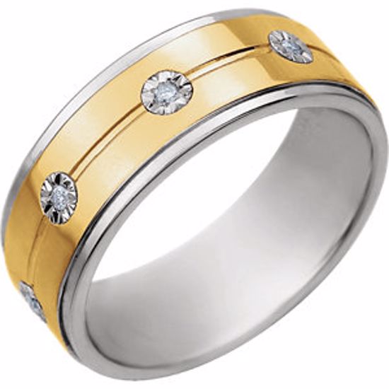 651730:1125:P Sterling Silver & 10kt Yellow 8mm 1/10 CTW Diamond Band Size 12.5