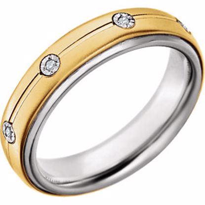 651731:109:P Sterling Silver & 10kt Yellow 5mm .04 CTW Diamond Band Size 9