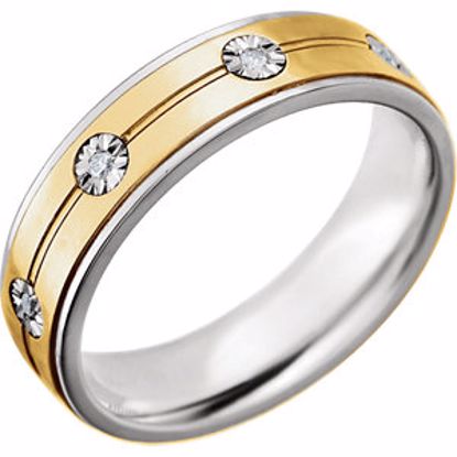 651729:1095:P Sterling Silver & 10kt Yellow 6mm 1/10 CTW Diamond Band Size 9.5