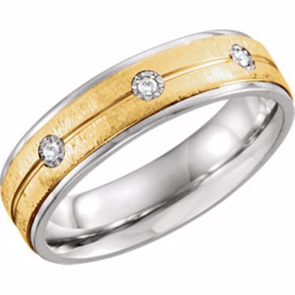 651735:112:P Sterling Silver & 10kt Yellow 6mm .05 CTW Diamond Band Size 12
