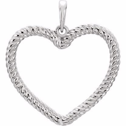 86204:102:P 14kt White Rope Heart Pendant