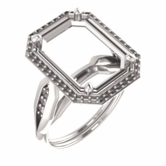 71742:777:P 10kt White  14x10mm Emerald Ring Mounting