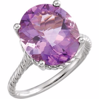 71728:602:P 14kt White 14x12mm Amethyst Rope Ring 