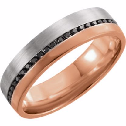 122262:6010:P 14kt White & Rose 6mm 1/3 CTW Black Diamond Band with Brush Finish Size 7