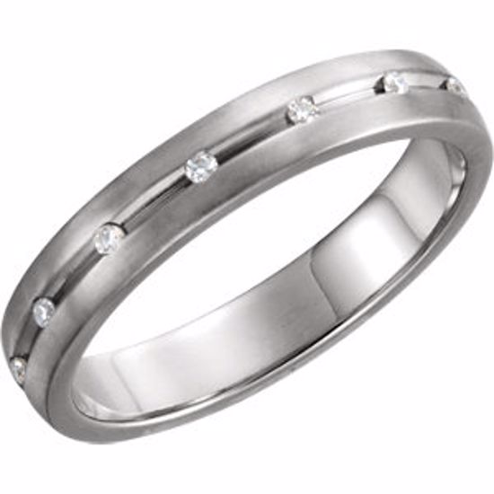 122267:6002:P 14kt White 1/10 CTW Diamond 4mm Grooved Band Size 11