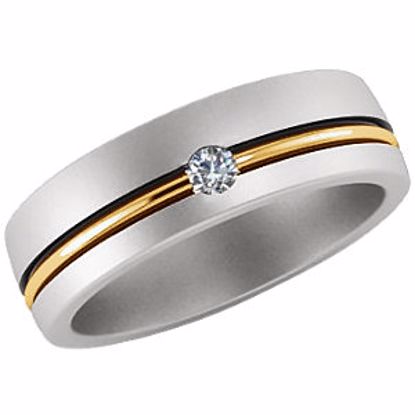 122264:6001:P 14kt White & Yellow .07 CTW Diamond 6mm Grooved Band Size 7