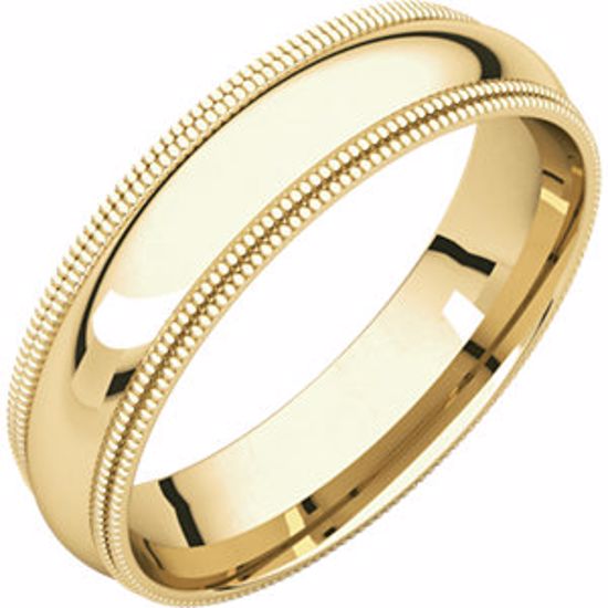 DMGR11.5:2188:P 10kt Yellow 5mm Double Milgrain Comfort Fit Band
