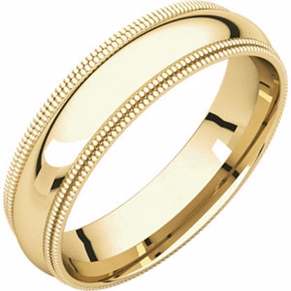 DMGR13:2191:P 10kt Yellow 5mm Double Milgrain Comfort Fit Band