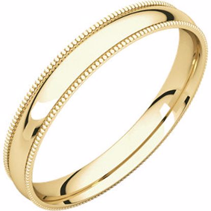 MGRL9.5:2133:P 10kt Yellow 3mm Light Comfort Fit Milgrain Band 