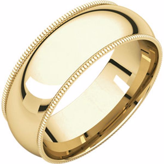 MGR12:2104:P 10kt Yellow 7mm Milgrain Comfort Fit Band