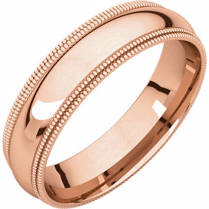 DMGR14:2602:P 14kt Rose 5mm Double Milgrain Comfort Fit Band
