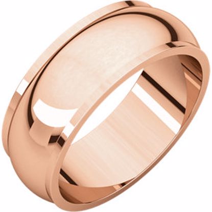HRE8:2335:P 14kt Rose 7mm Half Round Edge Band