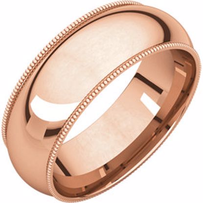 MGR8:2505:P 14kt Rose 7mm Milgrain Comfort Fit Band