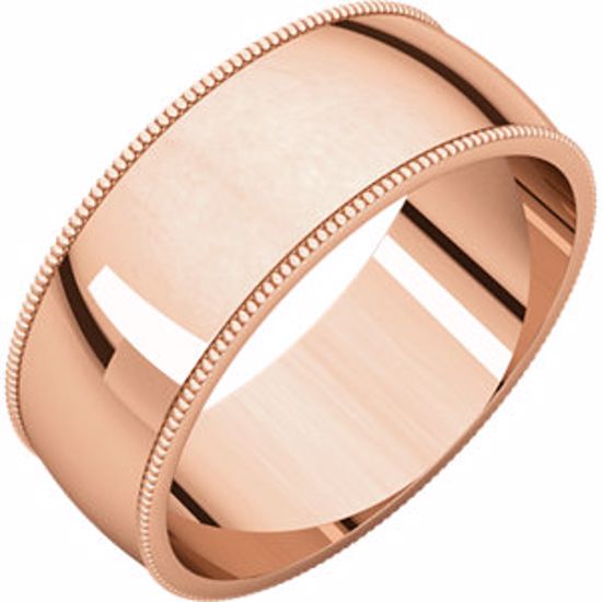 MGL10:2475:P 14kt Rose 7mm Milgrain Light Band