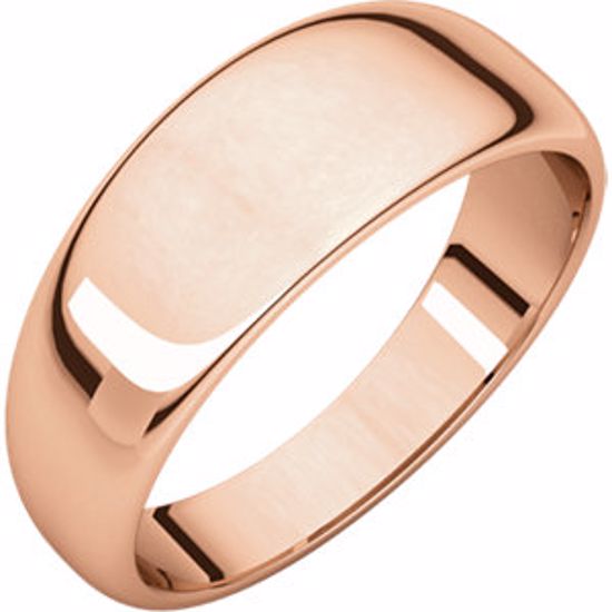 HRT13:2362:P 14kt Rose 7mm Half Round Tapered Band