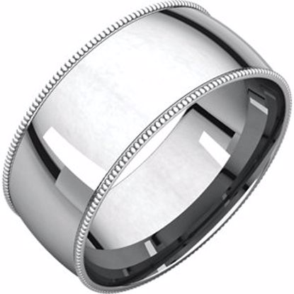 MGRL12:1764:P 10kt White 8mm Light Comfort Fit Milgrain Band 