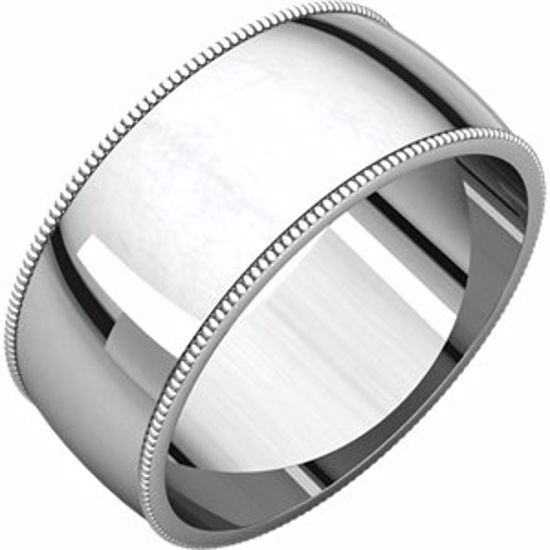 MGL11:1677:P 10kt White 8mm Milgrain Light Band
