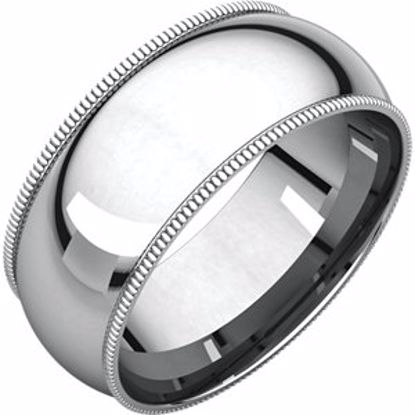 MGR7.5:1704:P 10kt White 8mm Milgrain Comfort Fit Band
