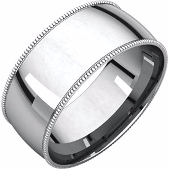 MGRL14.5:1769:P 10kt White 8mm Light Comfort Fit Milgrain Band 
