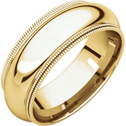 DMGR8.5:2199:P 10kt Yellow 7mm Double Milgrain Comfort Fit Band