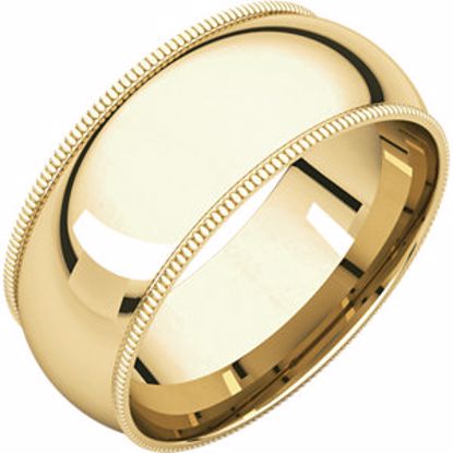MGR8:2113:P 10kt Yellow 8mm Milgrain Comfort Fit Band