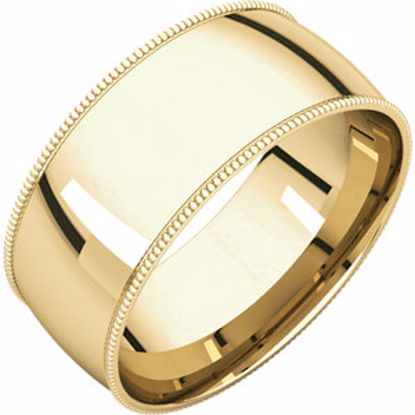 MGRL15:2178:P 10kt Yellow 8mm Light Comfort Fit Milgrain Band 