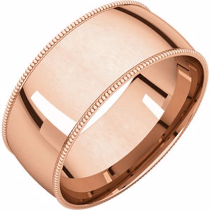 MGRL10:2577:P 14kt Rose 8mm Light Comfort Fit Milgrain Band 
