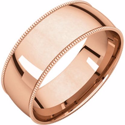 MGRL13.5:2567:P 14kt Rose 7mm Light Comfort Fit Milgrain Band 