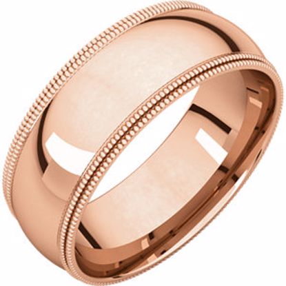 DMGR14:2619:P 14kt Rose 7mm Double Milgrain Comfort Fit Band