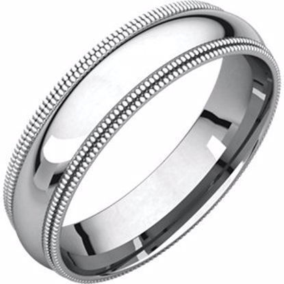 DMGR13:4640:P Continuum Sterling Silver 5mm Double Milgrain Comfort Fit Band