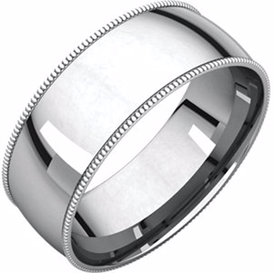 MGRL10.5:4601:P Continuum Sterling Silver 7mm Light Comfort Fit Milgrain Band 