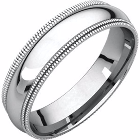 DMGR14.5:4643:P Continuum Sterling Silver 5mm Double Milgrain Comfort Fit Band