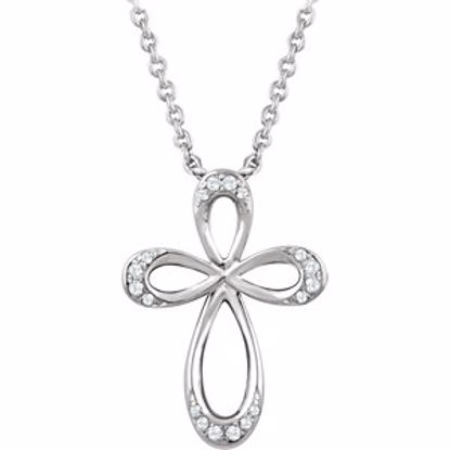 651787:60000:P Sterling Silver 1/10 CTW Diamond Cross 18" Necklace