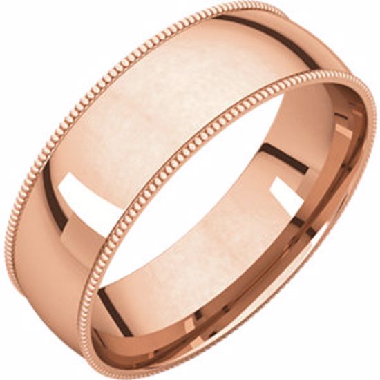 MGRL8:105:P 14kt Rose 6mm Light Comfort Fit Milgrain Band 