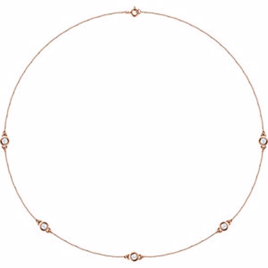 68577:60015:P 14kt Rose 3/4 CTW Diamond Bezel 18" Necklace