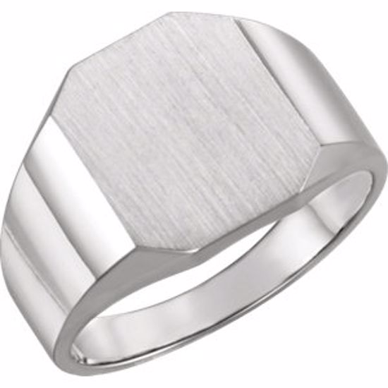 9599:113047:P Sterling Silver 14x12mm Octagon Men's Signet Ring
