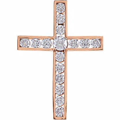 R42310:60004:P 14kt Rose 1/2 CTW Diamond Cross Pendant