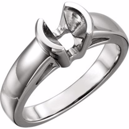 121225:100008:P Sterling Silver 6.5mm Round Half Bezel Engagement Ring Mounting