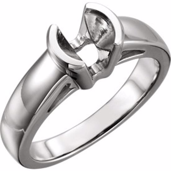 121225:100008:P Sterling Silver 6.5mm Round Half Bezel Engagement Ring Mounting