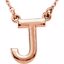 84634:60009:P 14kt Rose Letter "J" Block Initial 16" Necklace