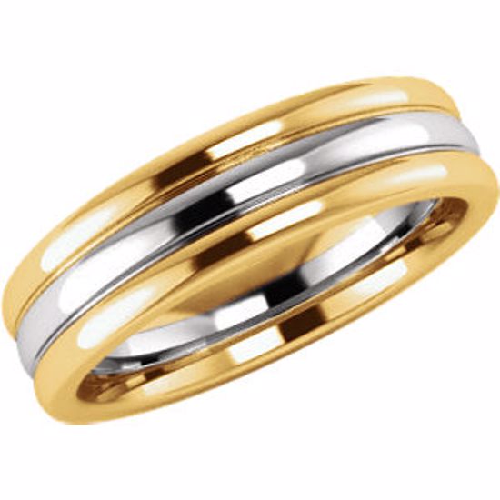 51340:2002:P 14kt Yellow & White 5mm Band Size 7.5