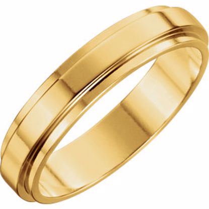 51341:2050:P 18kt Yellow 5mm Flat Edge Band Size 12
